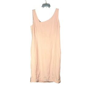 Dana Buchman Silk Linen Blend Pink Sleeveless Sheath Dress Size 8 Square Neck